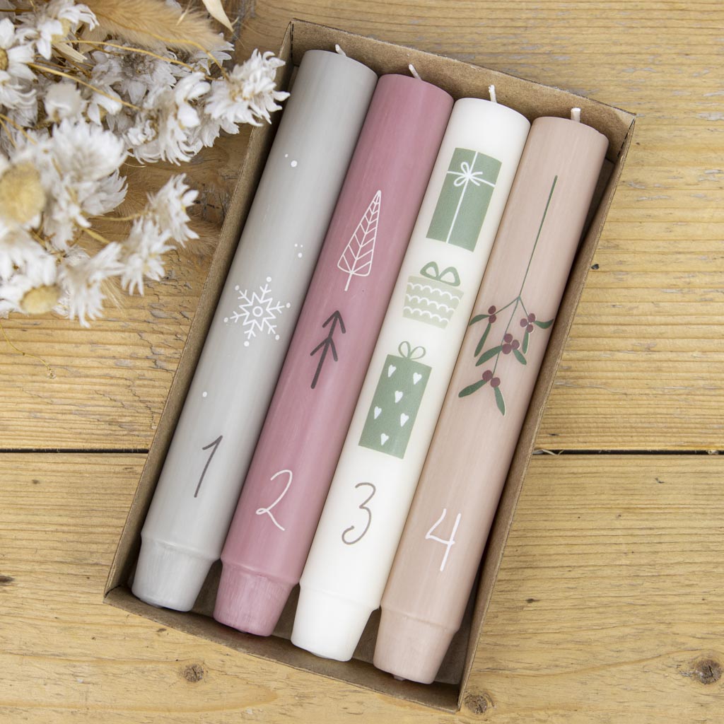 Kerzen Adventskranz Pastell