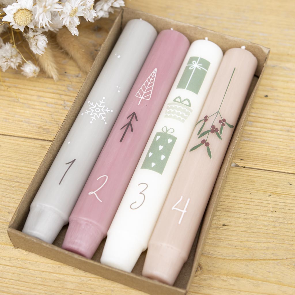 Stabkerzen Adventskranz mit Zahlen