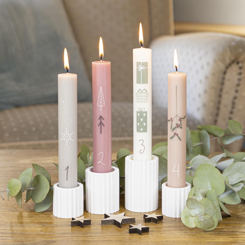 Adventskranz Stabkerzen mit Zahlen 1-4