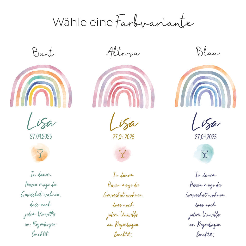 Kommunionkerze Regenbogen - Lisa