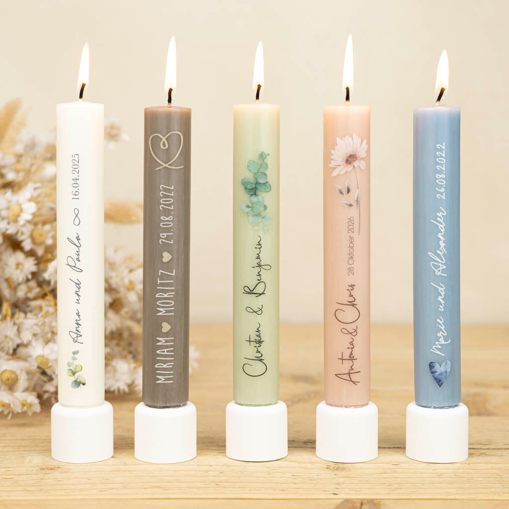 Motivbeispiele Gastgeschenkkerzen zur Hochzeit