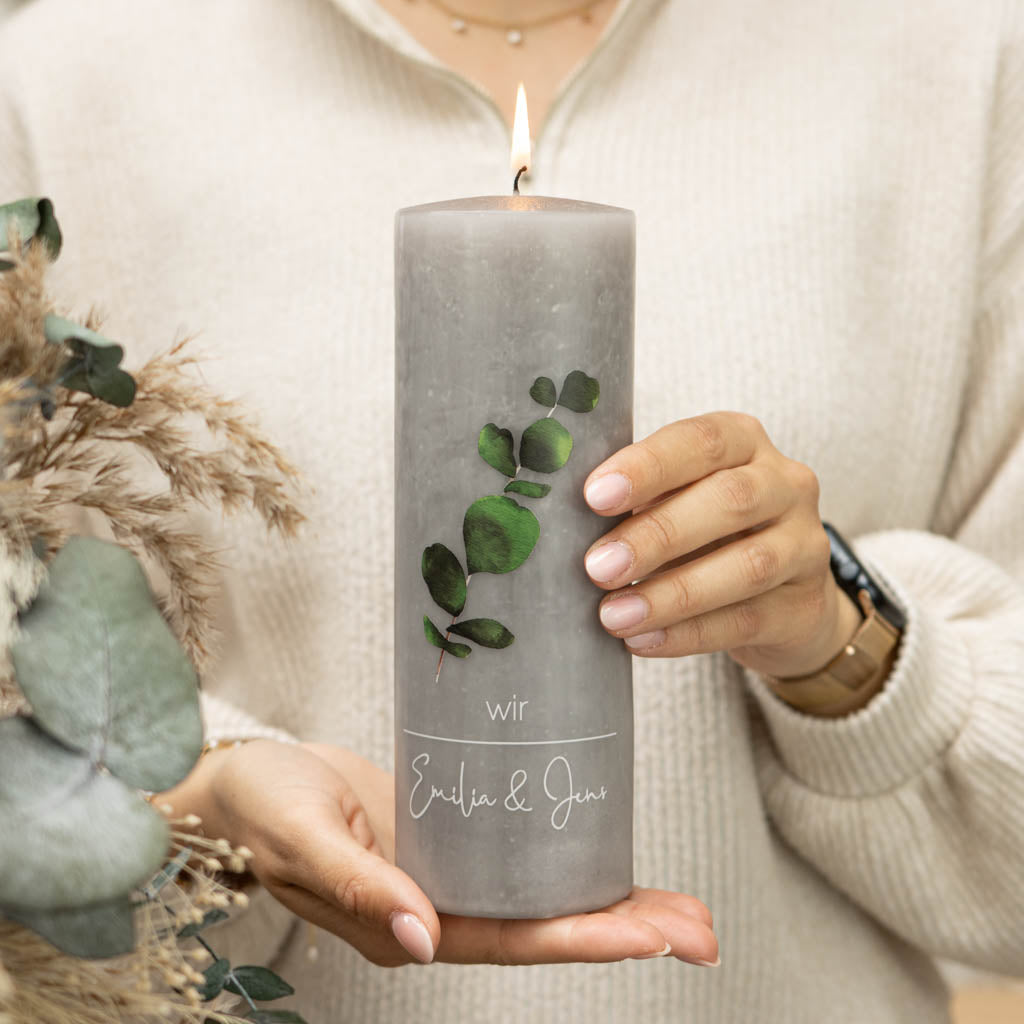 Hochzeitskerze Eukalyptus Zweig