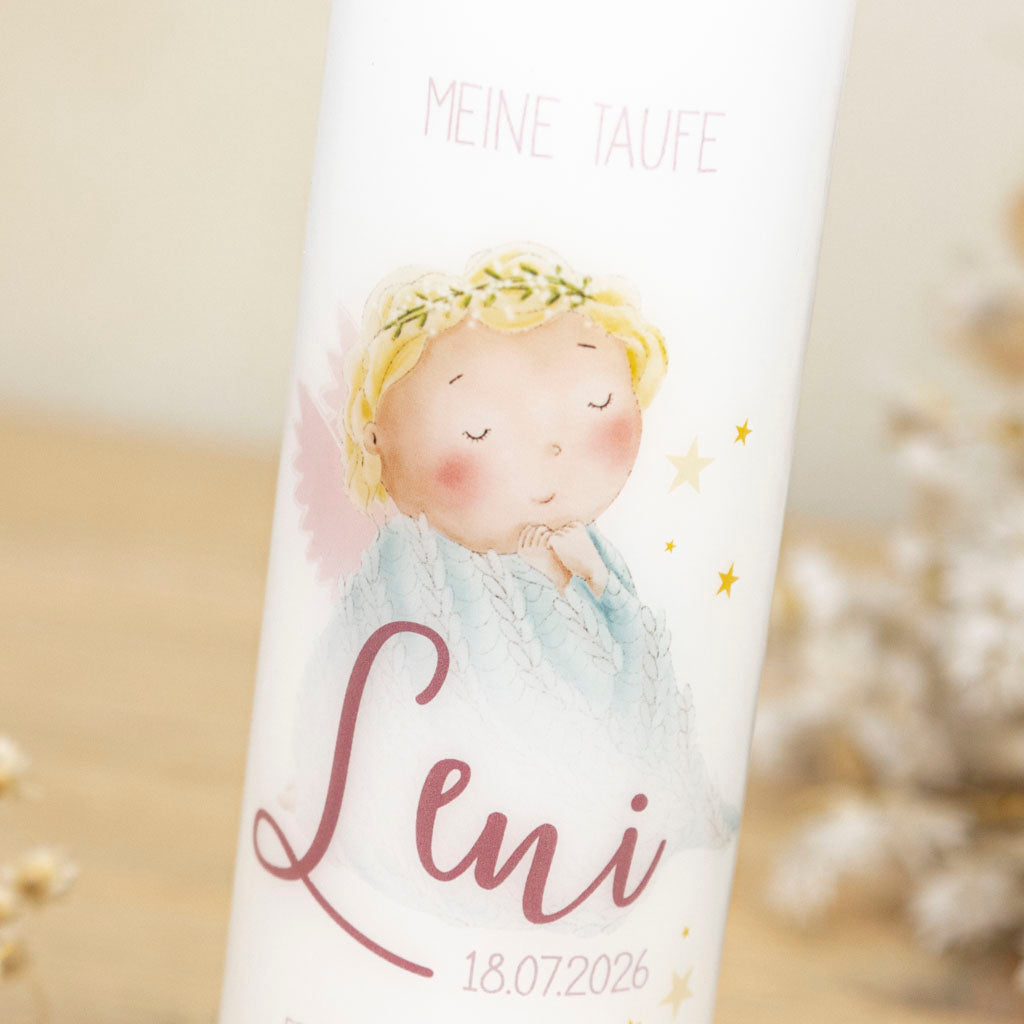 Taufkerze Engel und Flügel Leni