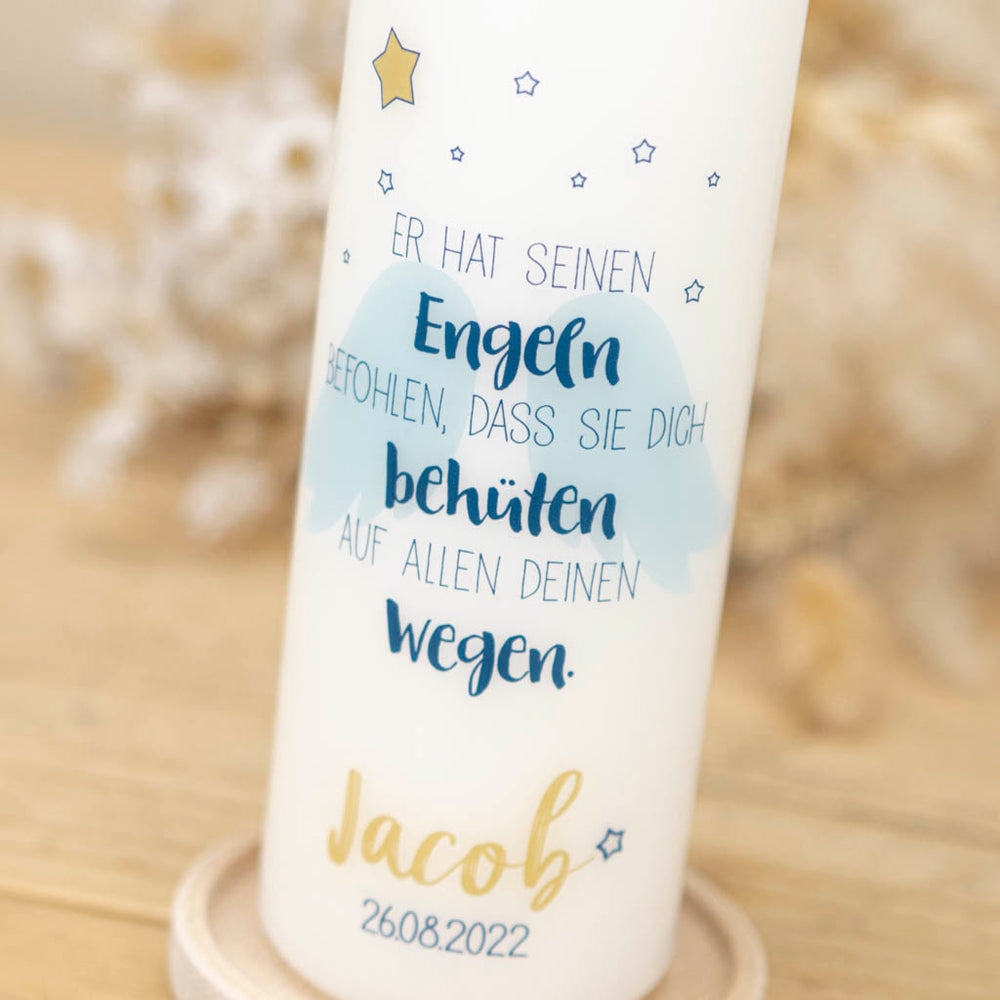 Taufkerze Engel und Flügel