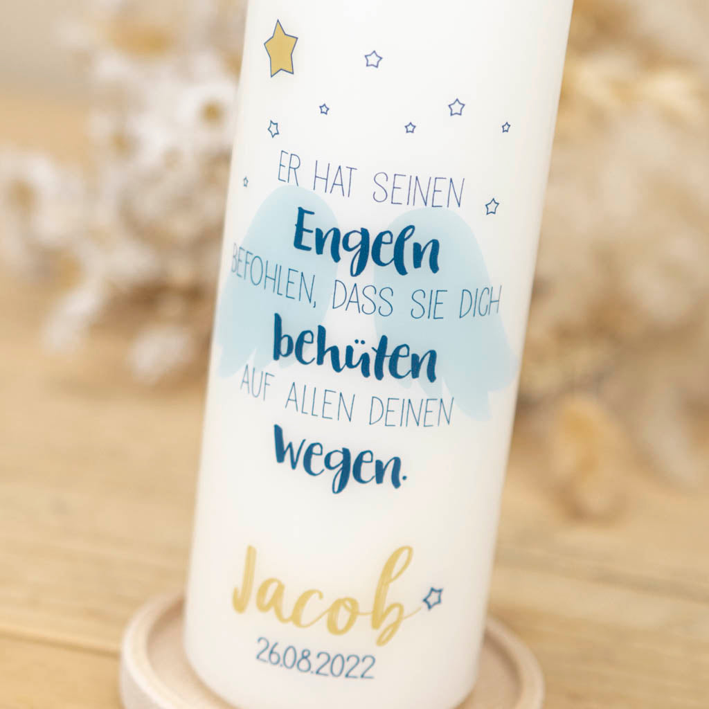 Taufkerze Engel und Flügel