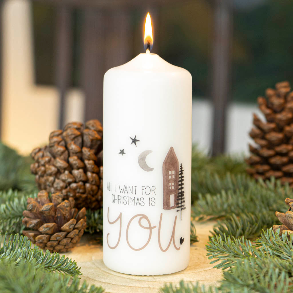 Weihnachtskerze All I want for Christmas is you