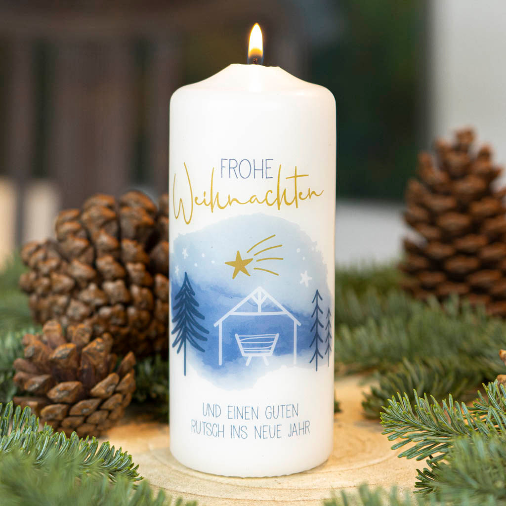 Weihnachtskerze Krippe