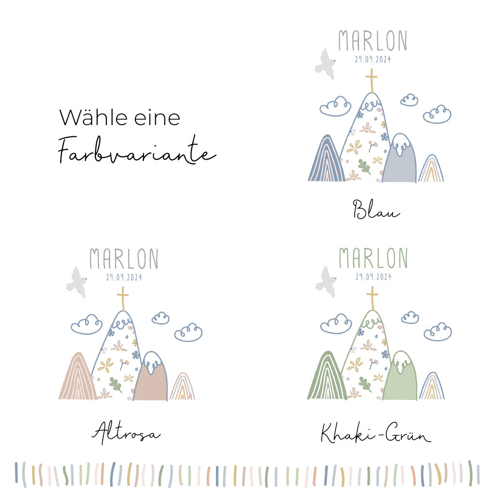 Taufkerze Berge Marlon in 3 wunderschönen Farbvarianten