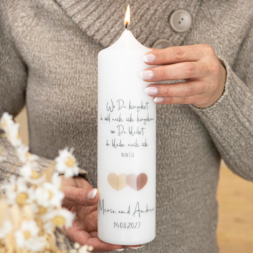 Hochzeitskerze Herzen modern