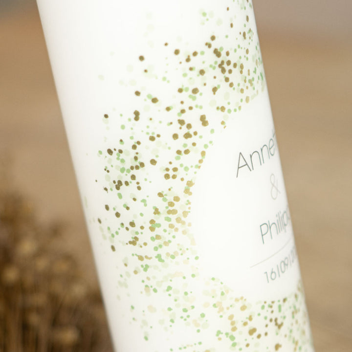 Hochzeitskerze modern Gold Grün