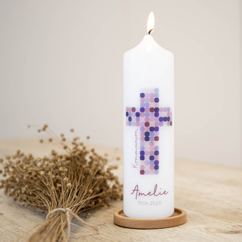 Kommunionkerze Kreuz Mosaik