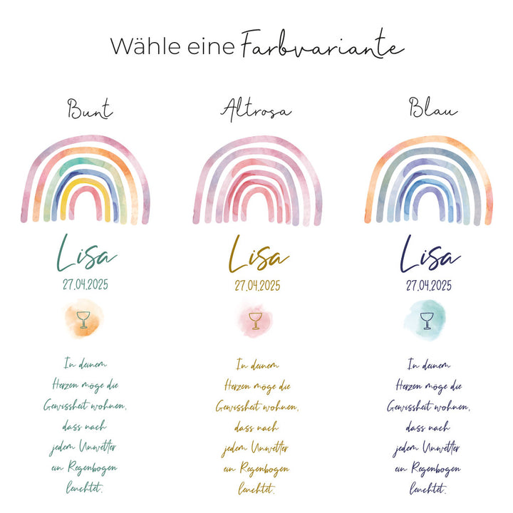Kommunionkerze Regenbogen - Lisa