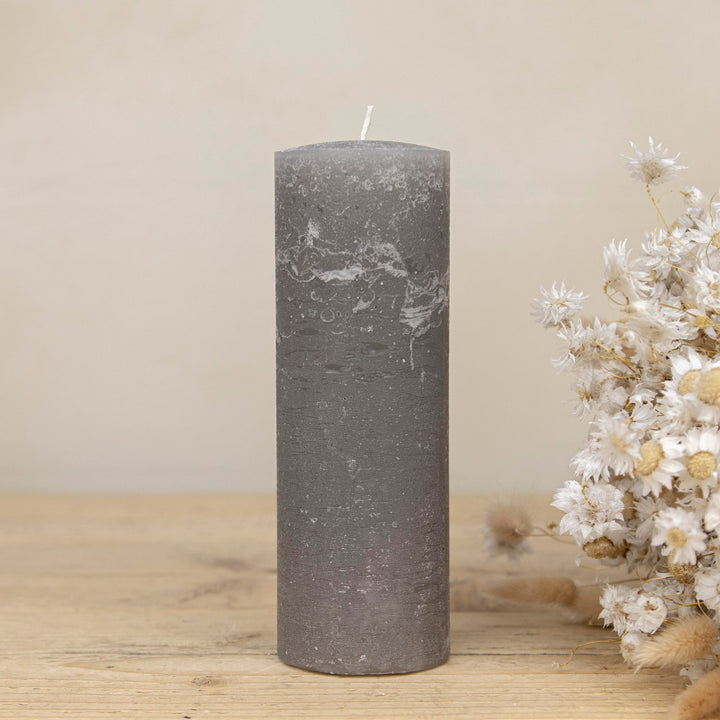 Stumpenkerze Rustic Grau 20*7cm