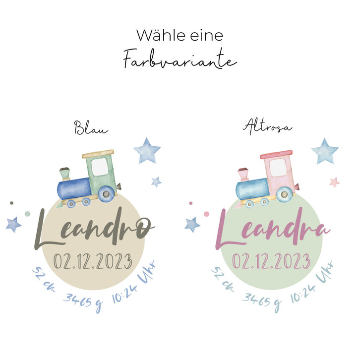 Taufkerze Zug Leandro in zwei verschiedenen Farbvarianten