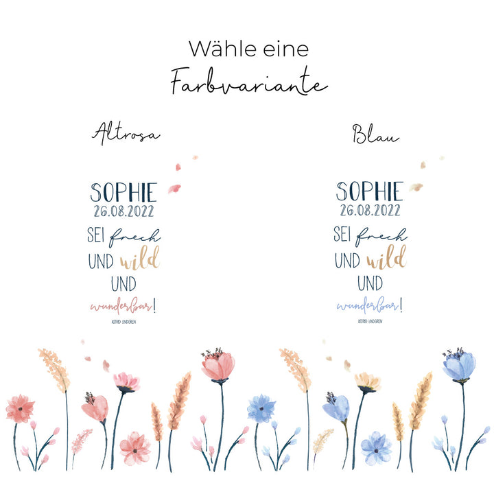 Taufkerze Blumen Sophie in 2 Farben