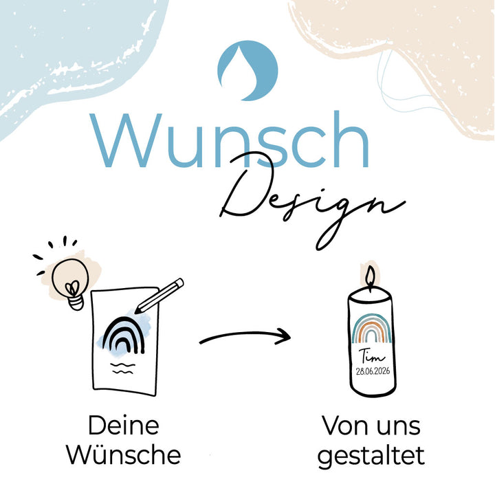 Wunschdesign Individuelle Kerze zur Taufe und Hochzeit