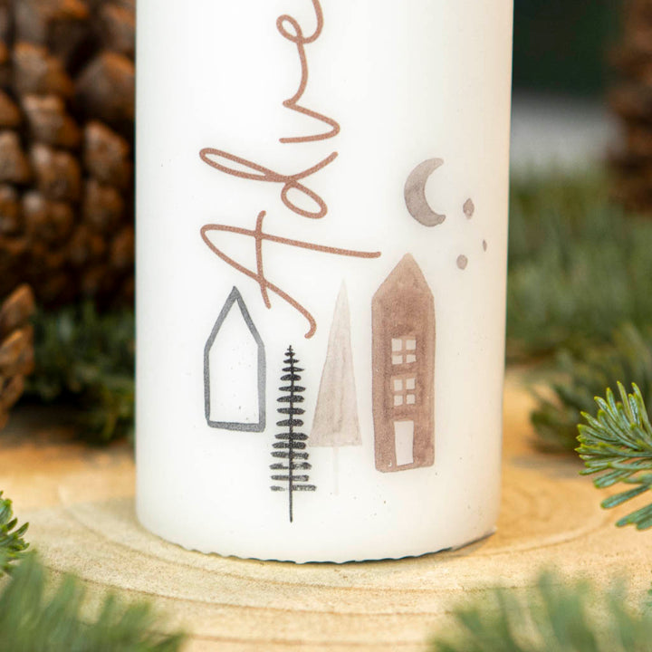 Adventskerze mit modernen Motiven