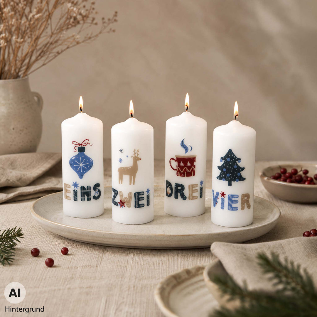 Adventskerzen mit Zahlen - Hygge