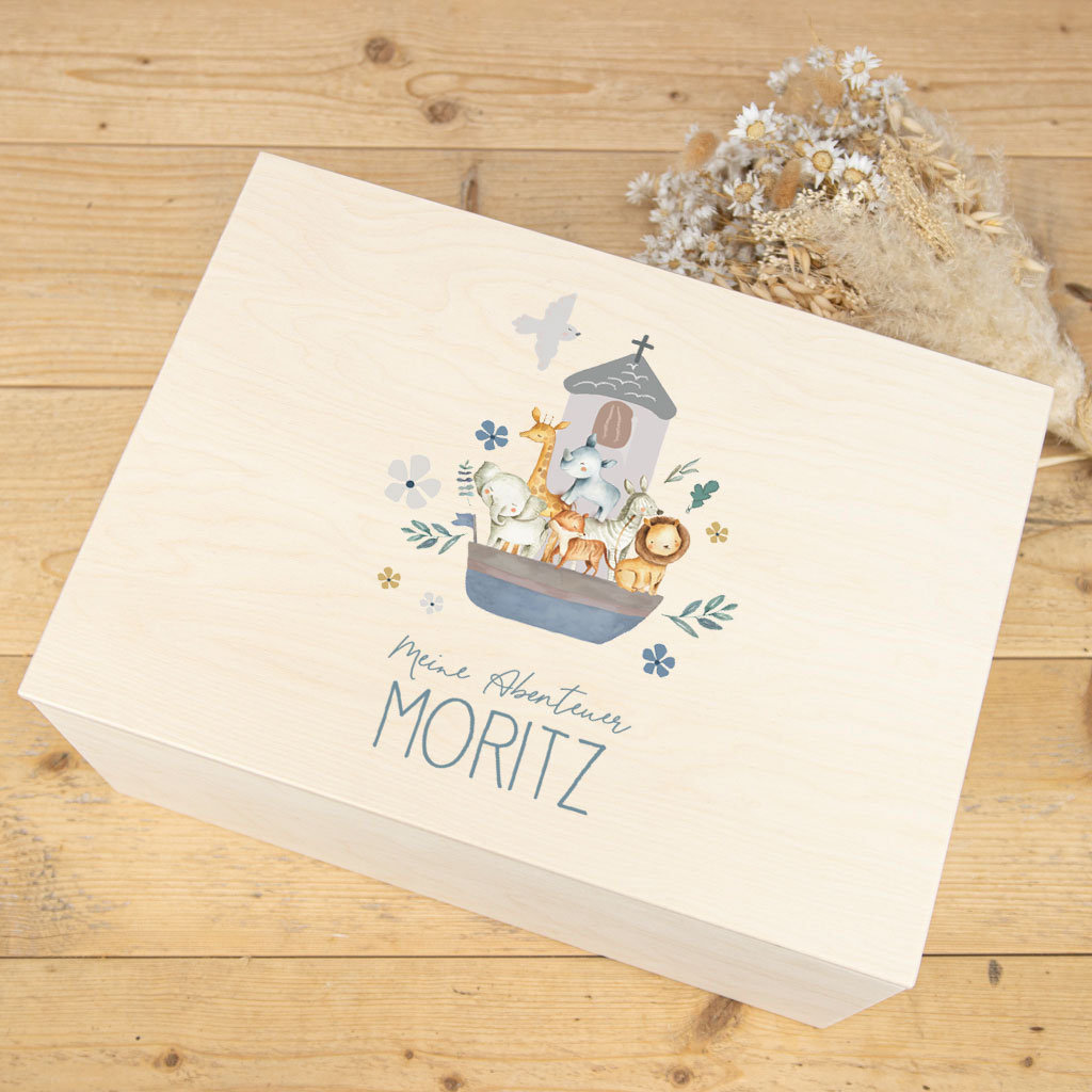 Erinnerungsbox - personalisiert mit Namen und Motiv zur Geburt oder Taufe
