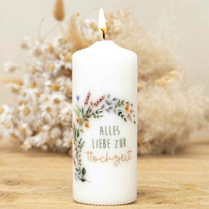 Geschenkkerze Alles Liebe zur Hochzeit in modernen Farben