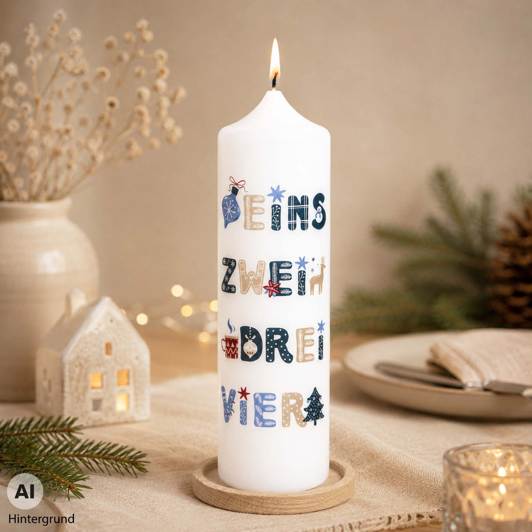 Große Adventskerze mit Zahlen Hygge
