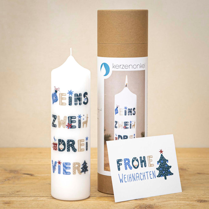Große Adventskerze mit Zahlen Hygge