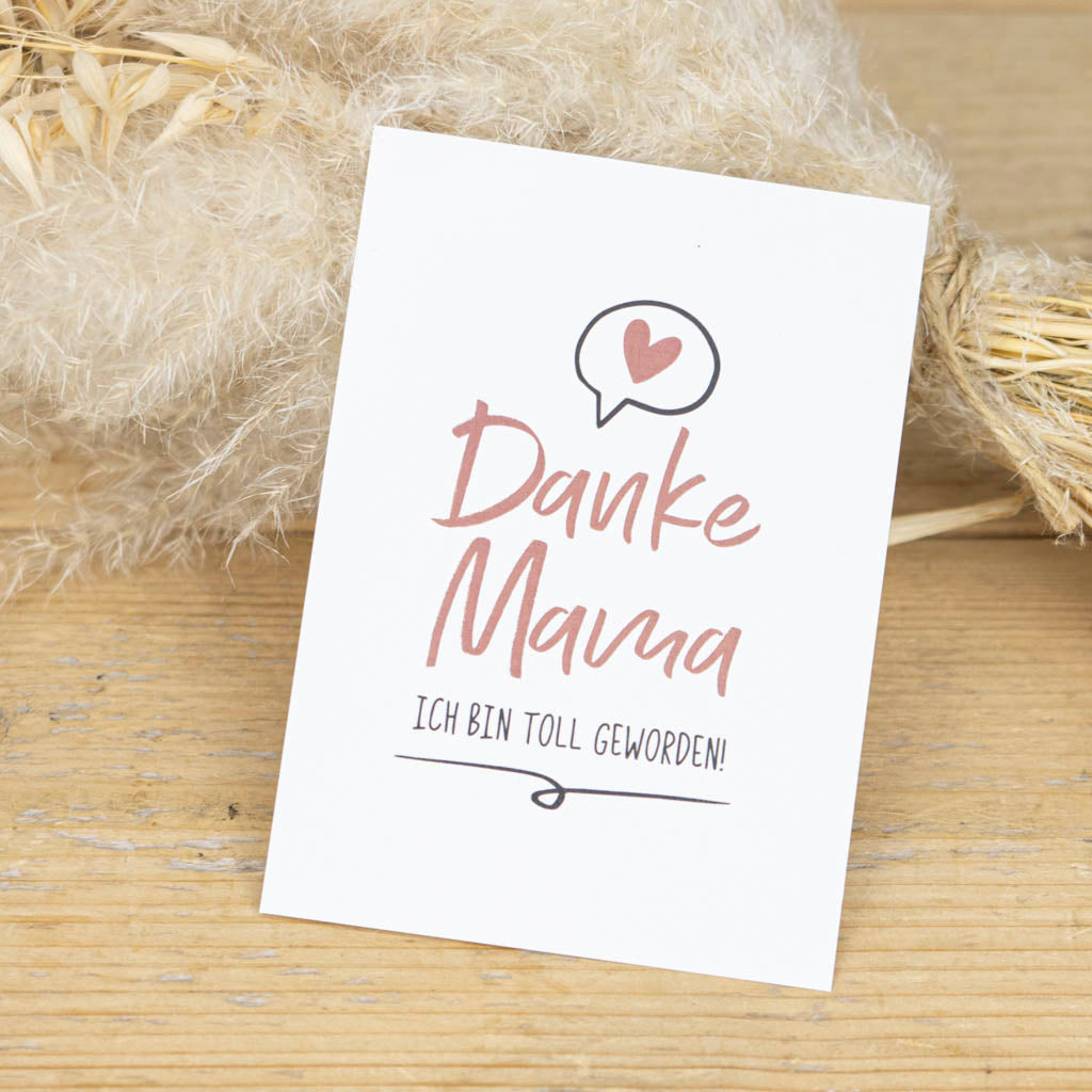 Grußkarte „Danke Mama“ – Muttertagskarte, DIN A6