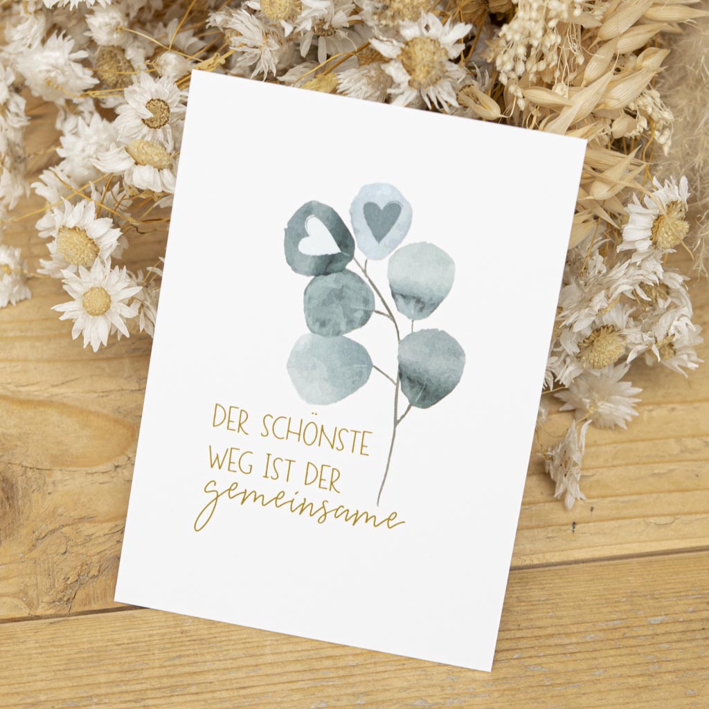 Grußkarte „Der schönste Weg“ – Valentinskarte, DIN A6