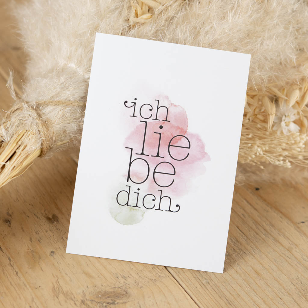 Grußkarte mit dem Schriftzug "Ich liebe dich"