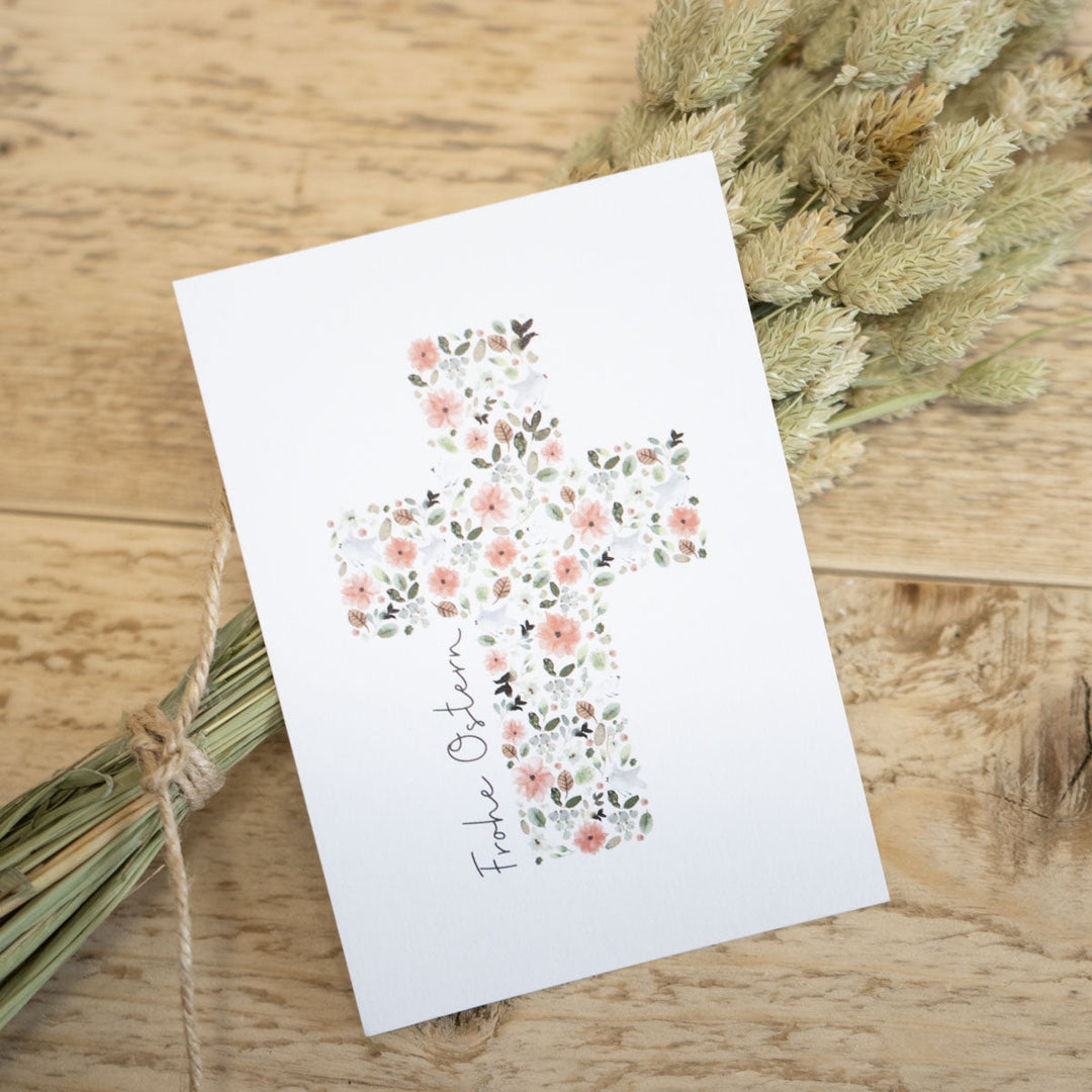 Grußkarte „Ostern Blumen“ – Osterkarte, DIN A6