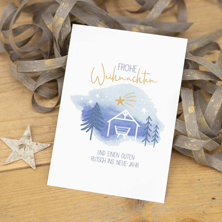 Grußkarte Weihnachten Krippe