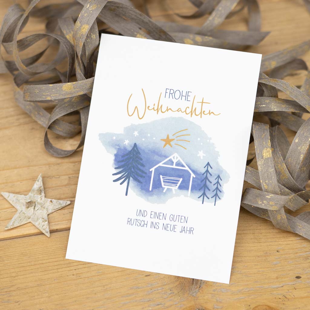 Grußkarte „Weihnachtskrippe“ – Weihnachtskarte, DIN A6
