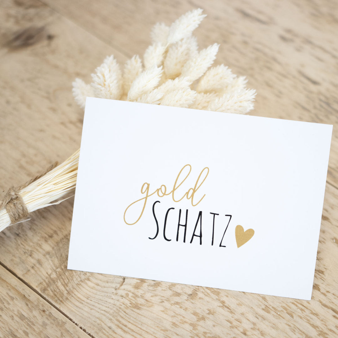 Grußkarte „Goldschatz“ – Valentinskarte, DIN A6