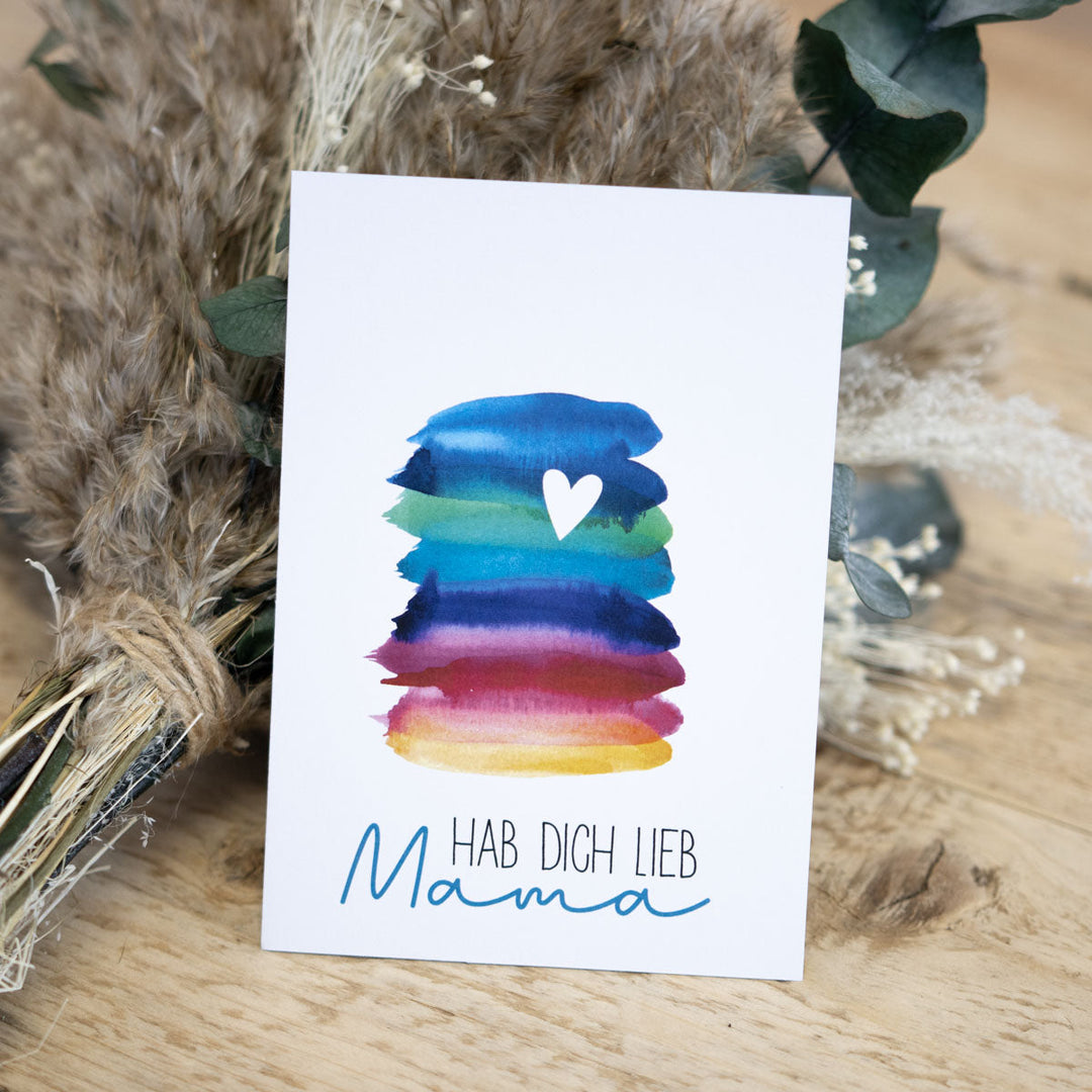 Grußkarte „Hab dich lieb Mama“ – Muttertagskarte, DIN A6