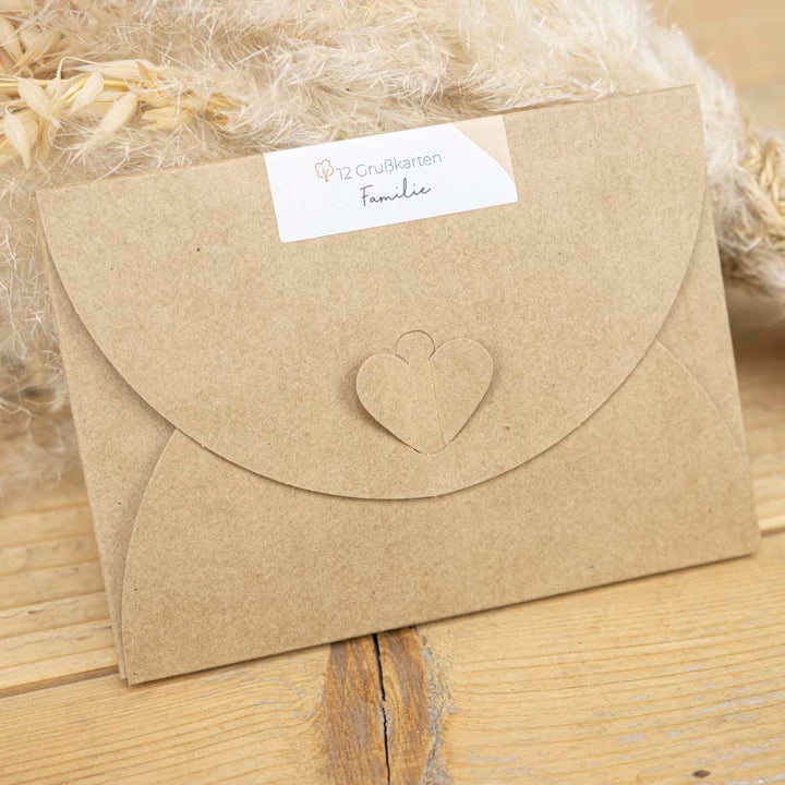 12 Karten in Geschenkverpackung aus Kraftpapier