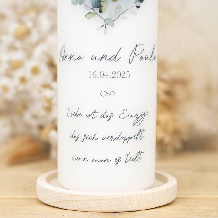 Hochzeitskerze Eukalyptus Herz