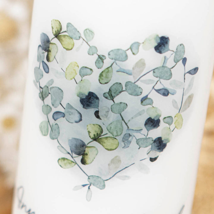 Hochzeitskerze Eukalyptus Herz