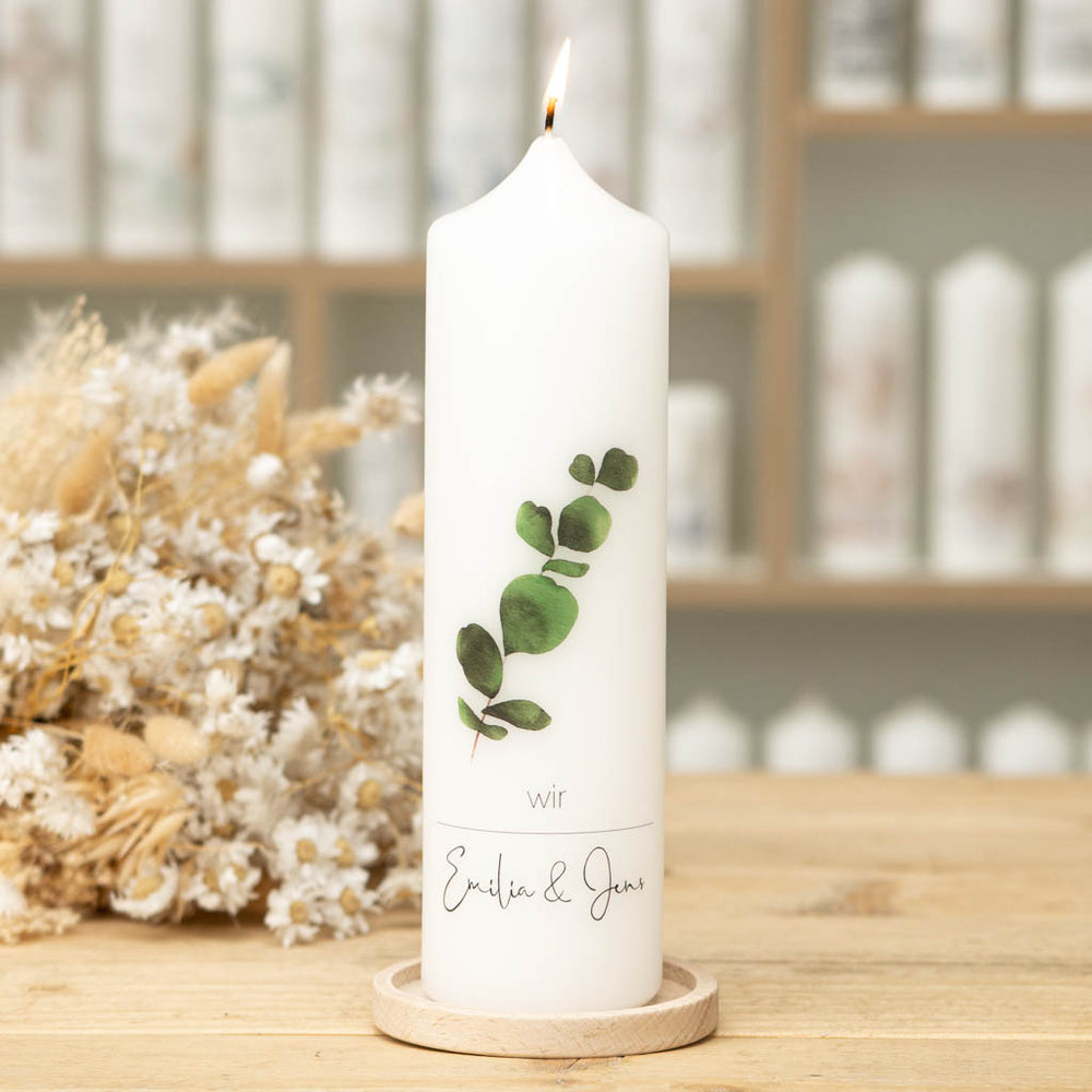 Hochzeitskerze Eukalyptus Zweig