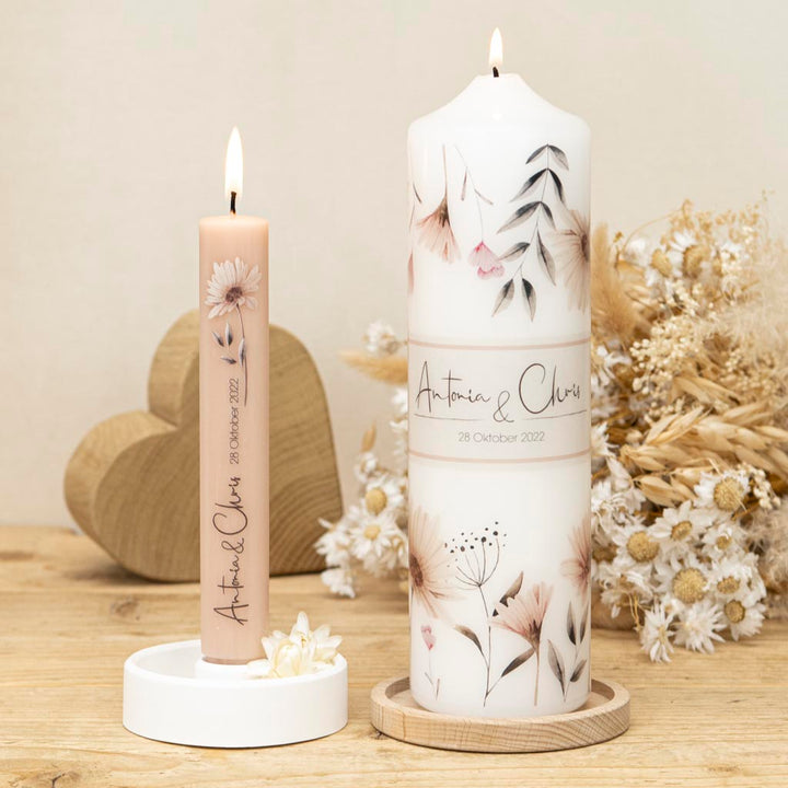 Gastgeschenk Hochzeit passend zur Hochzeitskerze in floralem Design