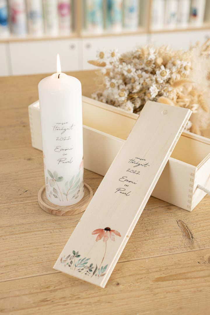 Kerzenbox Holz passend zu deiner individuellen Hochzeitskerze