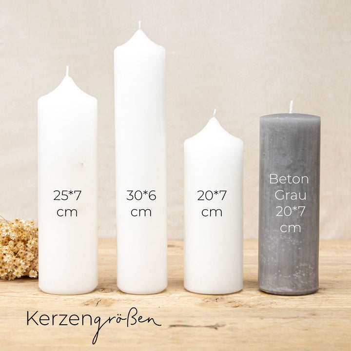 Vier verschiedene Kerzengrößen und Kerzenfarben für dein Motiv