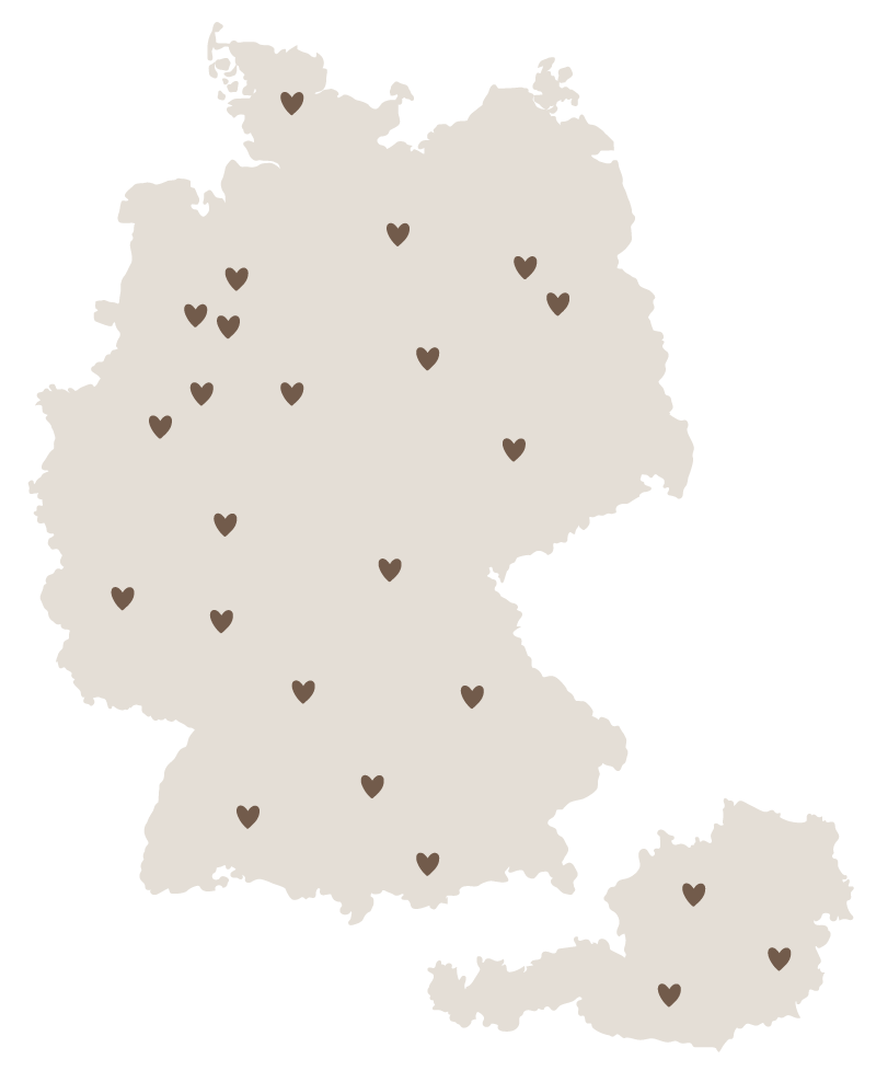 Deutschland und Österreichkarte mit unseren Händler*innen