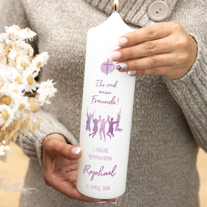 Kommunionkerze Bonifatiuswerk Ihr seid meine Freunde für Mädchen