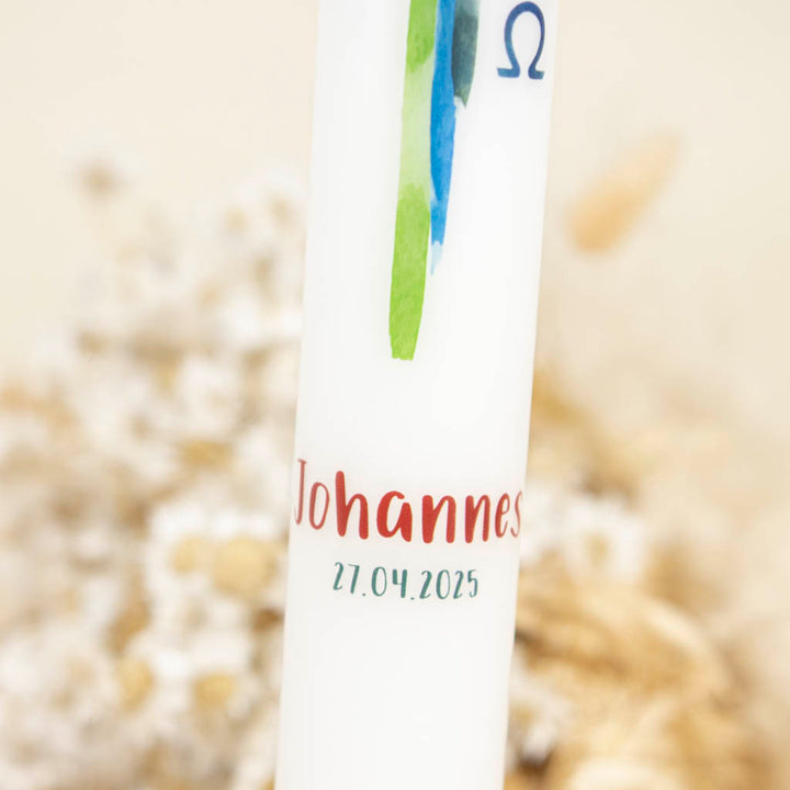 Kommunionkerze mit Namen Johannes
