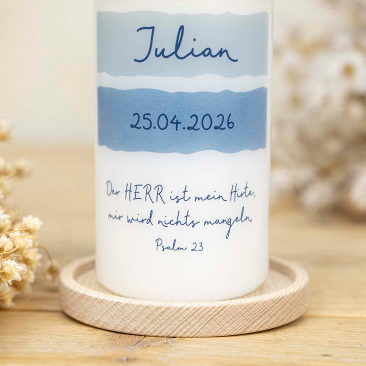 Kommunionkerze Wasser mit Spruch zur Kommunion