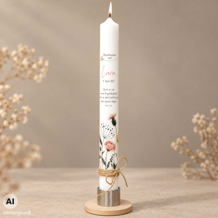 Kommunionkerze Wildblumen - Lara