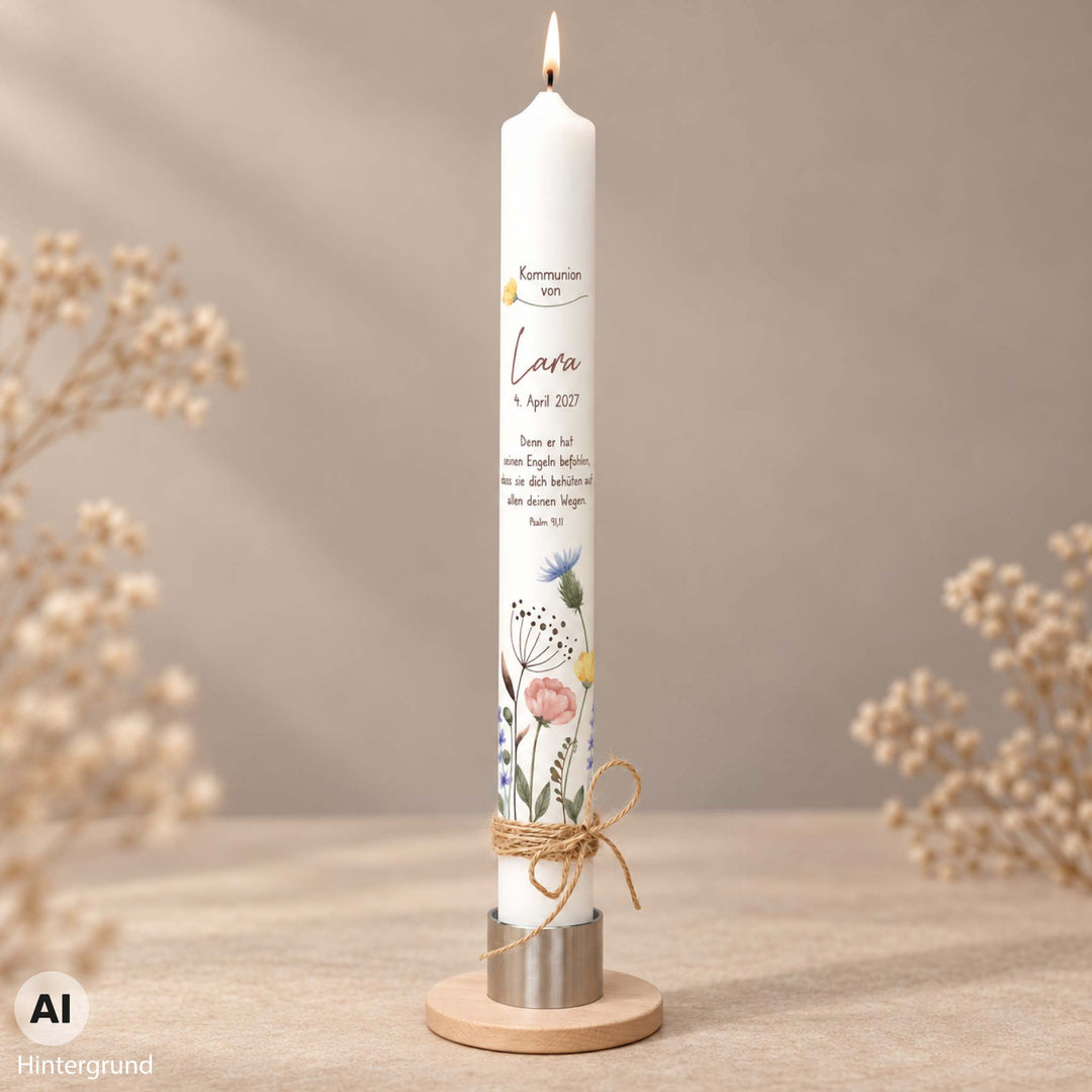 Kommunionkerze Wildblumen - Lara