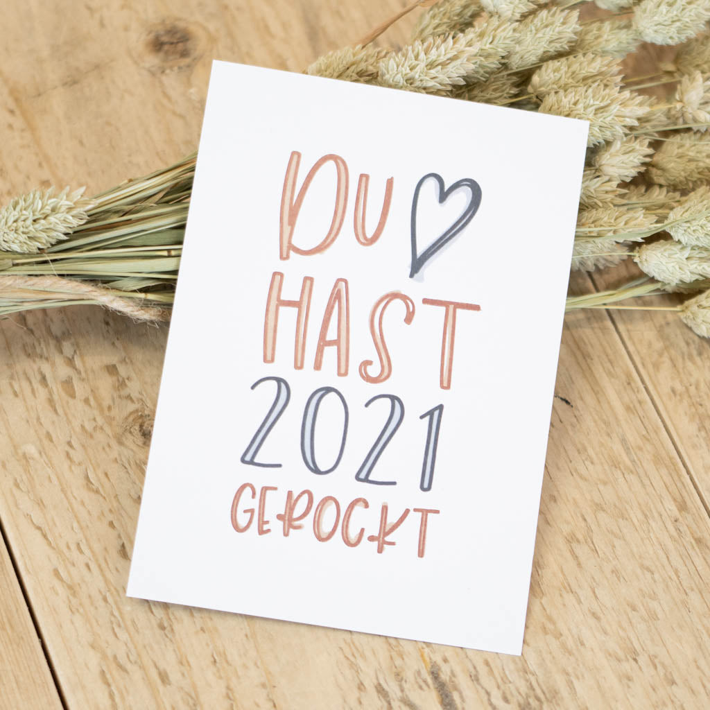 Grußkarte „du hast 2021 gerockt“ – Dankeskarte, DIN A6