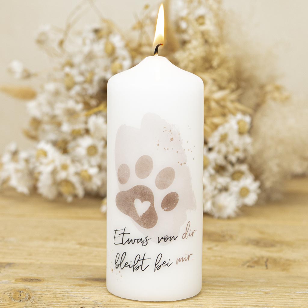 Gedenkkerze Hund und Katze mit einer Pfote