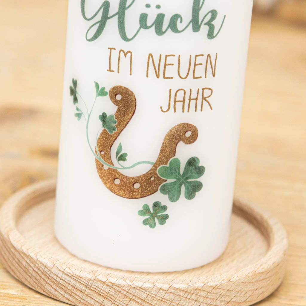 Kerze Hufeisen viel Glück im neuen Jahr
